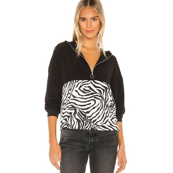 Small Tilly Zip up Spring Jacket in Black & White Zebra - Picture 2 of 9